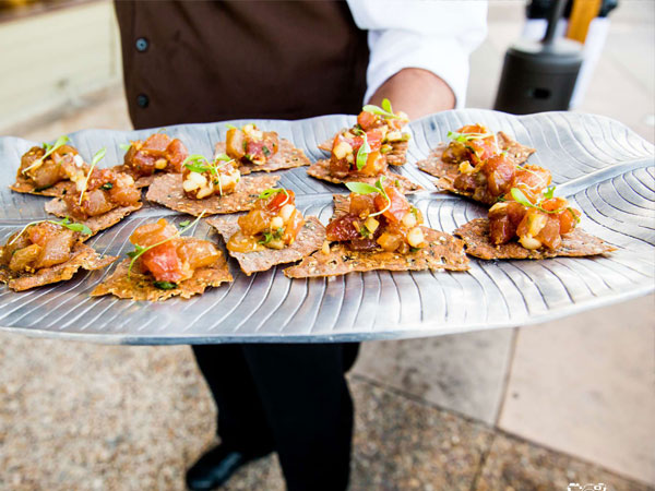 Appetizers served with tuna and crackers