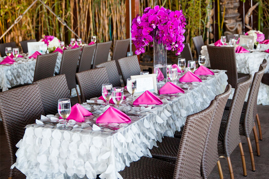 A decorated table for a wedding reception