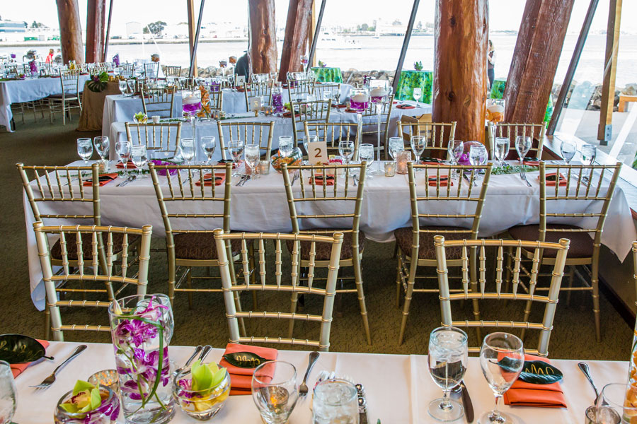 Wedding dining room with a view of the water