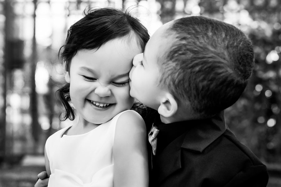 Brother and sister at a wedding