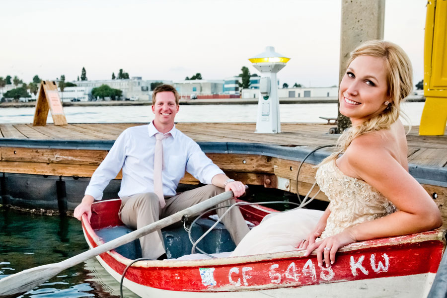 A couple in a boat on the water