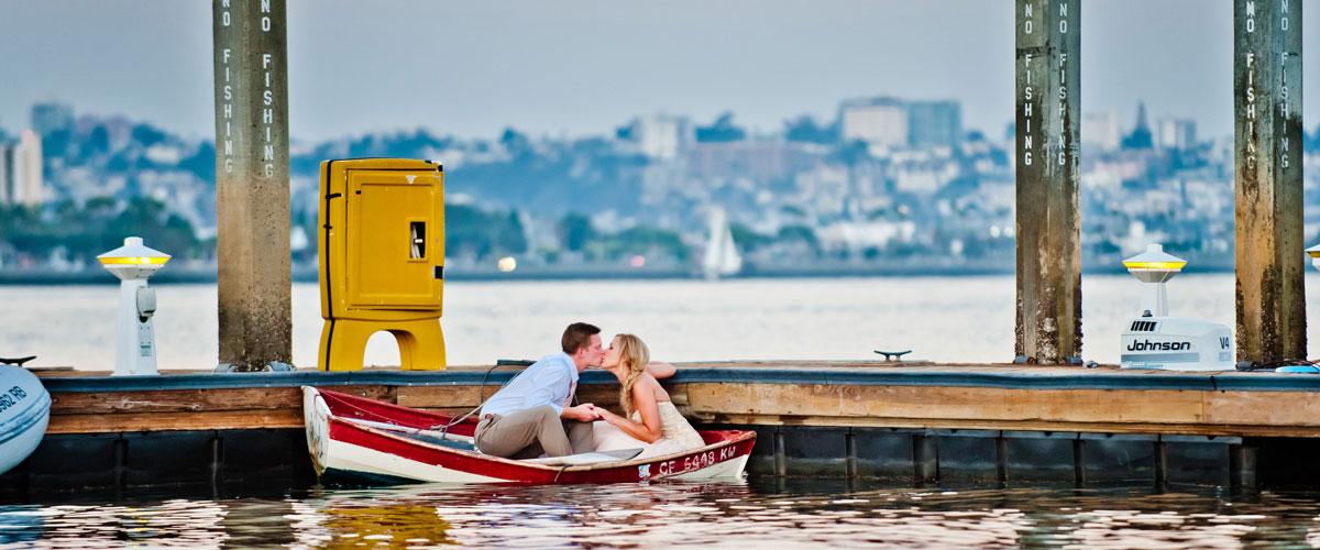 Couple in a small boat on the water