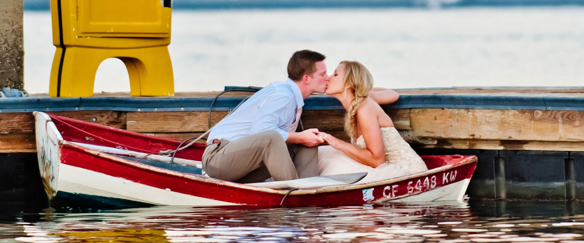 Couple in a small boat on the water