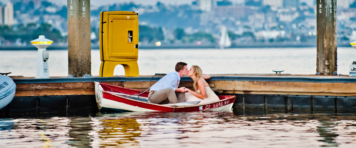 Couple in a small boat on the water