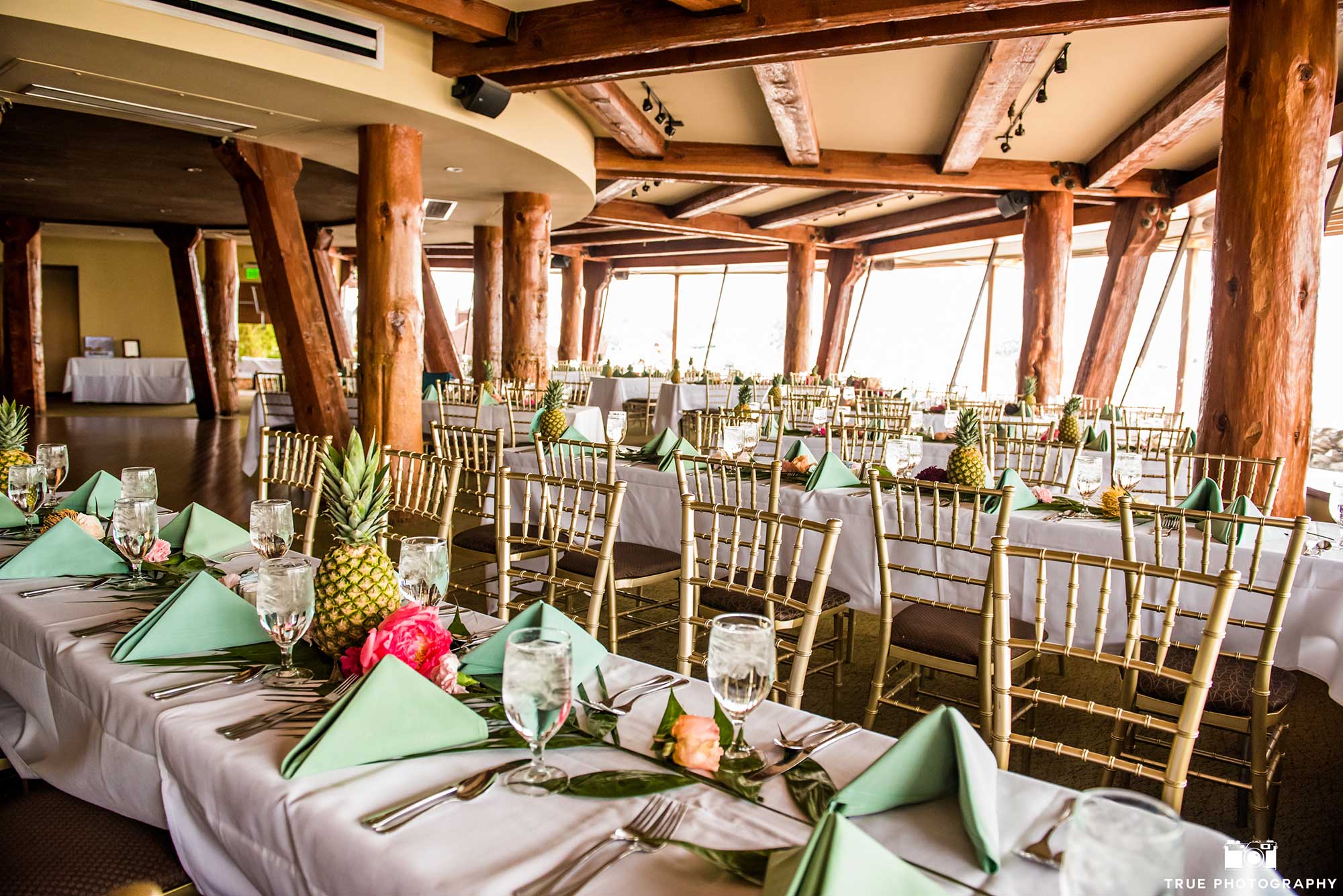 A wedding dining room by the water