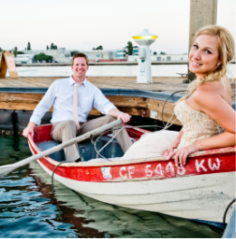 A couple in a boat on the water