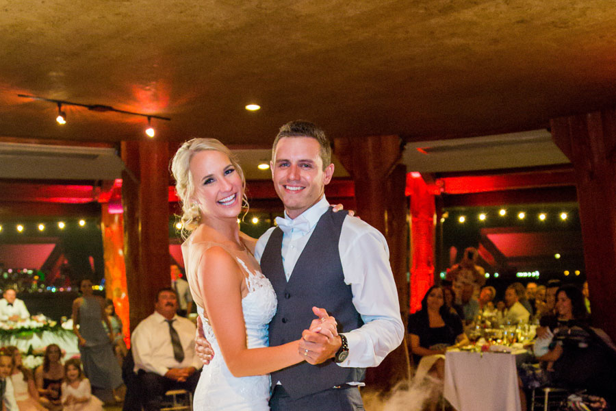 A couple dancing at their wedding reception